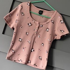 Scoop neck floral crop top